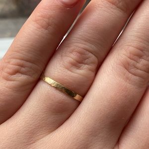 Kind karma 14k solid gold hammered ring